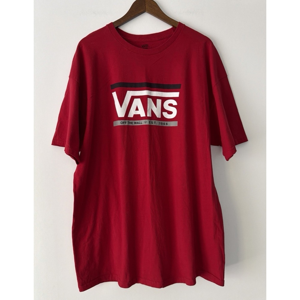 VANS Crew Neck T-Shirt Mens Size XXL Red Short Sleeve 100% Cotton Skater Casual - Picture 4 of 10